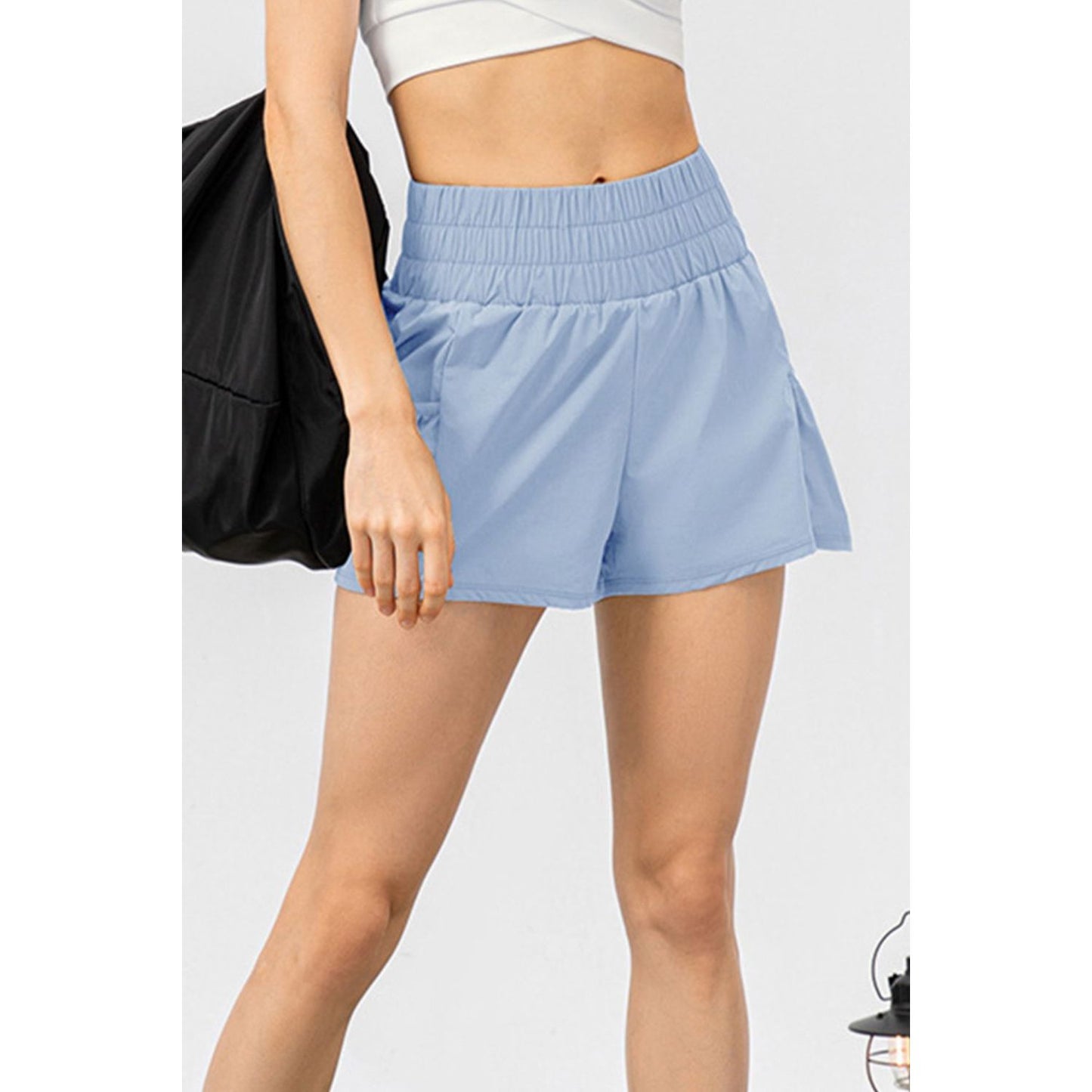 Elastic Waist Pocketed Active Shorts