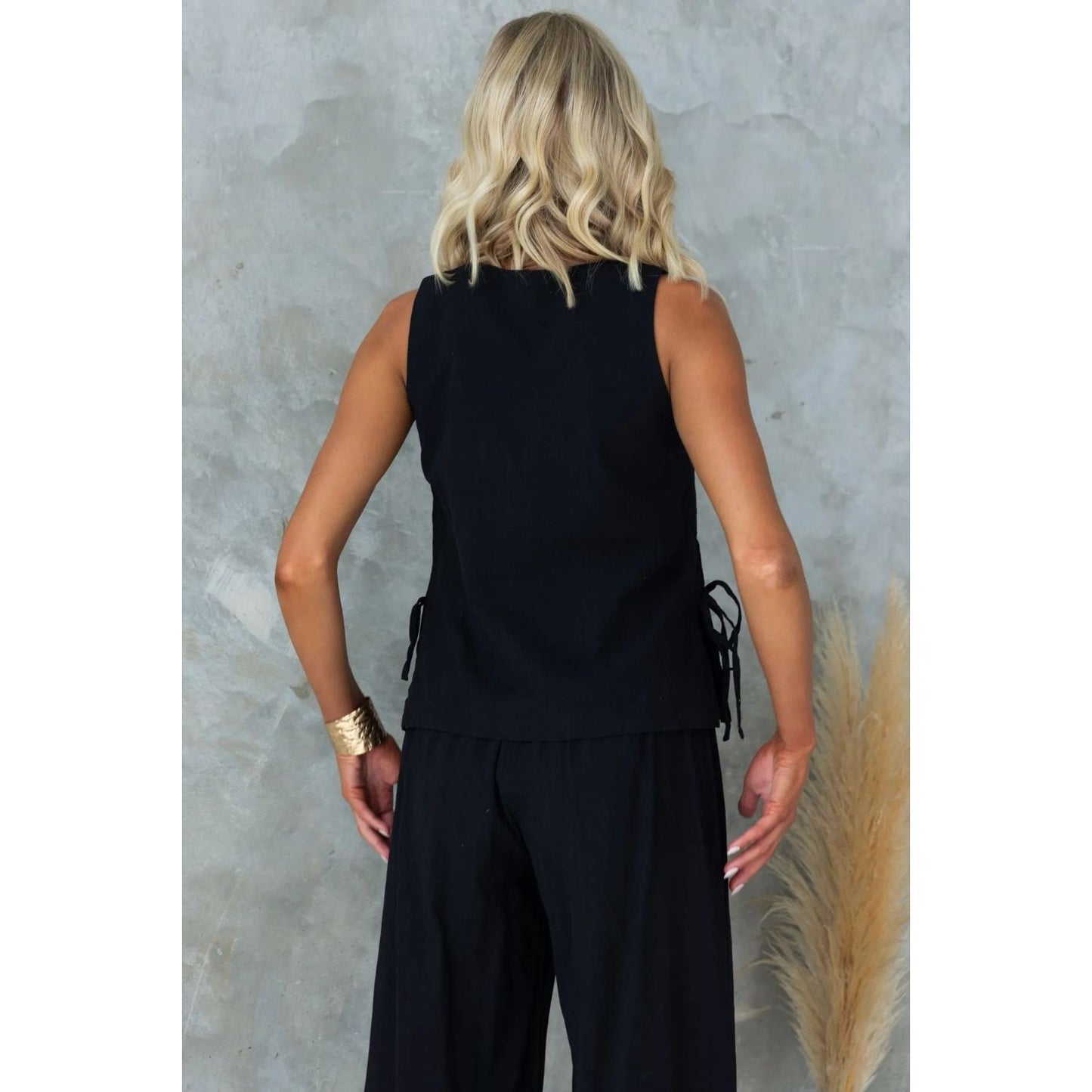 Tied V-Neck Sleeveless Top and Pants Set