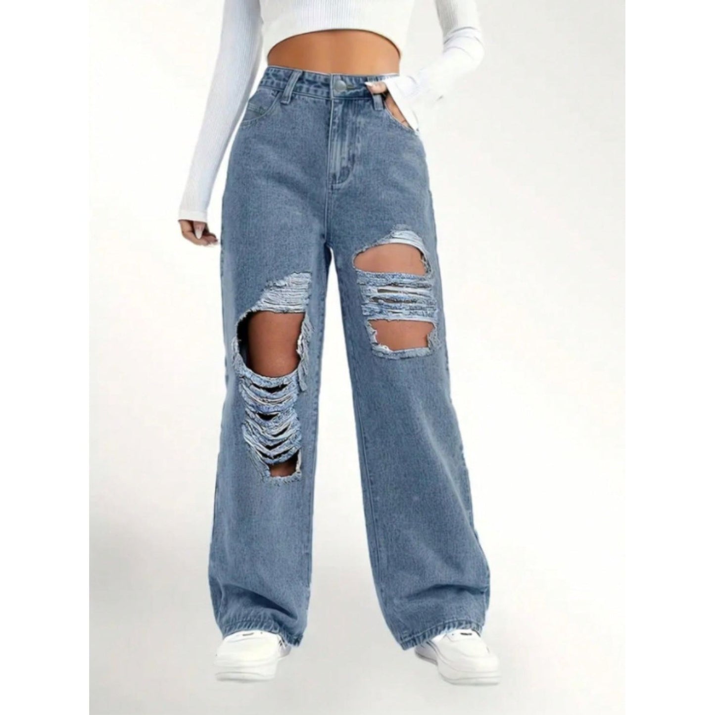 Distressed Wide Leg Jeans