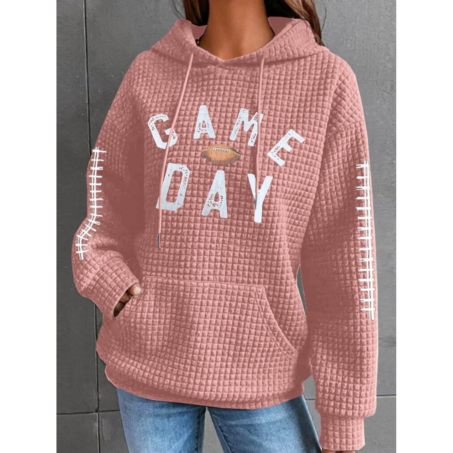 GAME DAY Football Drawstring Long Sleeve Hoodie