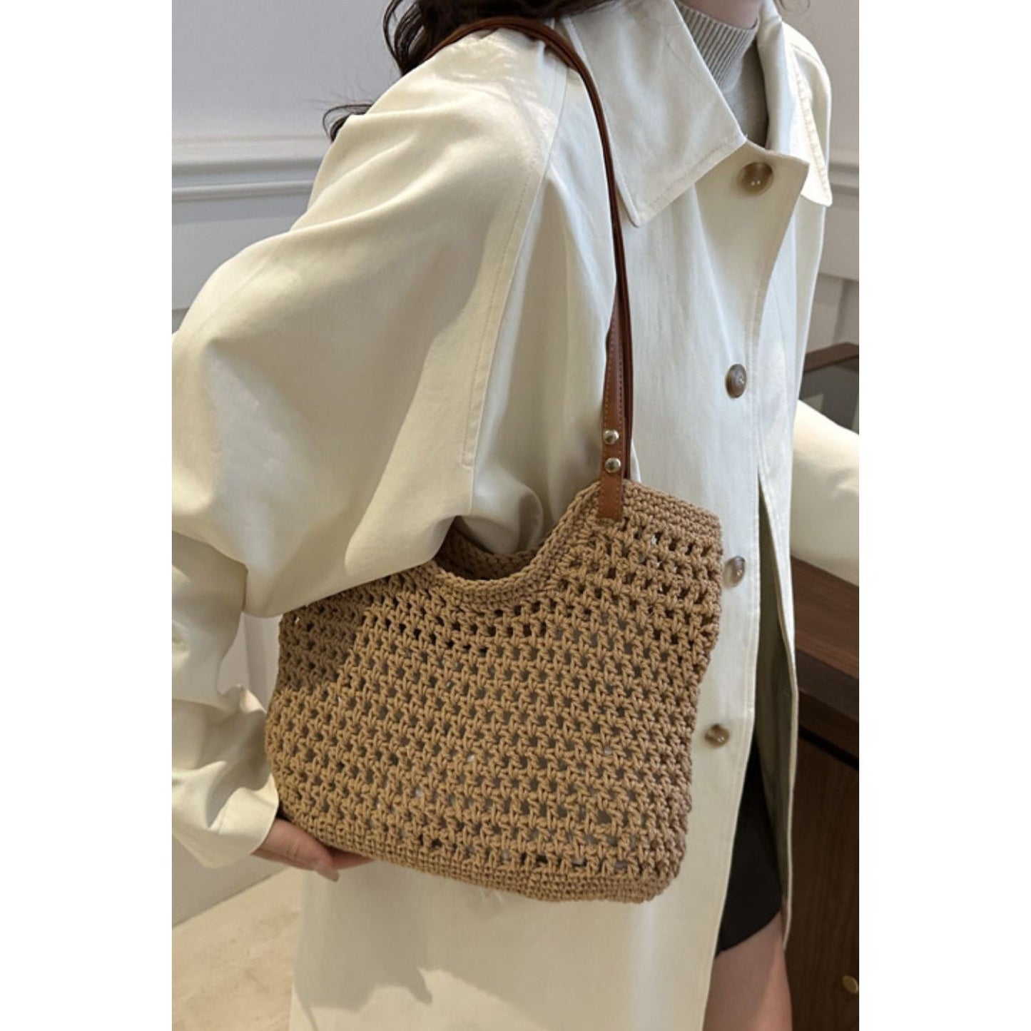 Openwork Woven Tote Bag