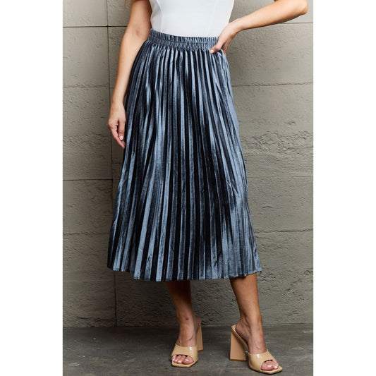 Ninexis Accordion Pleated Flowy Midi Skirt