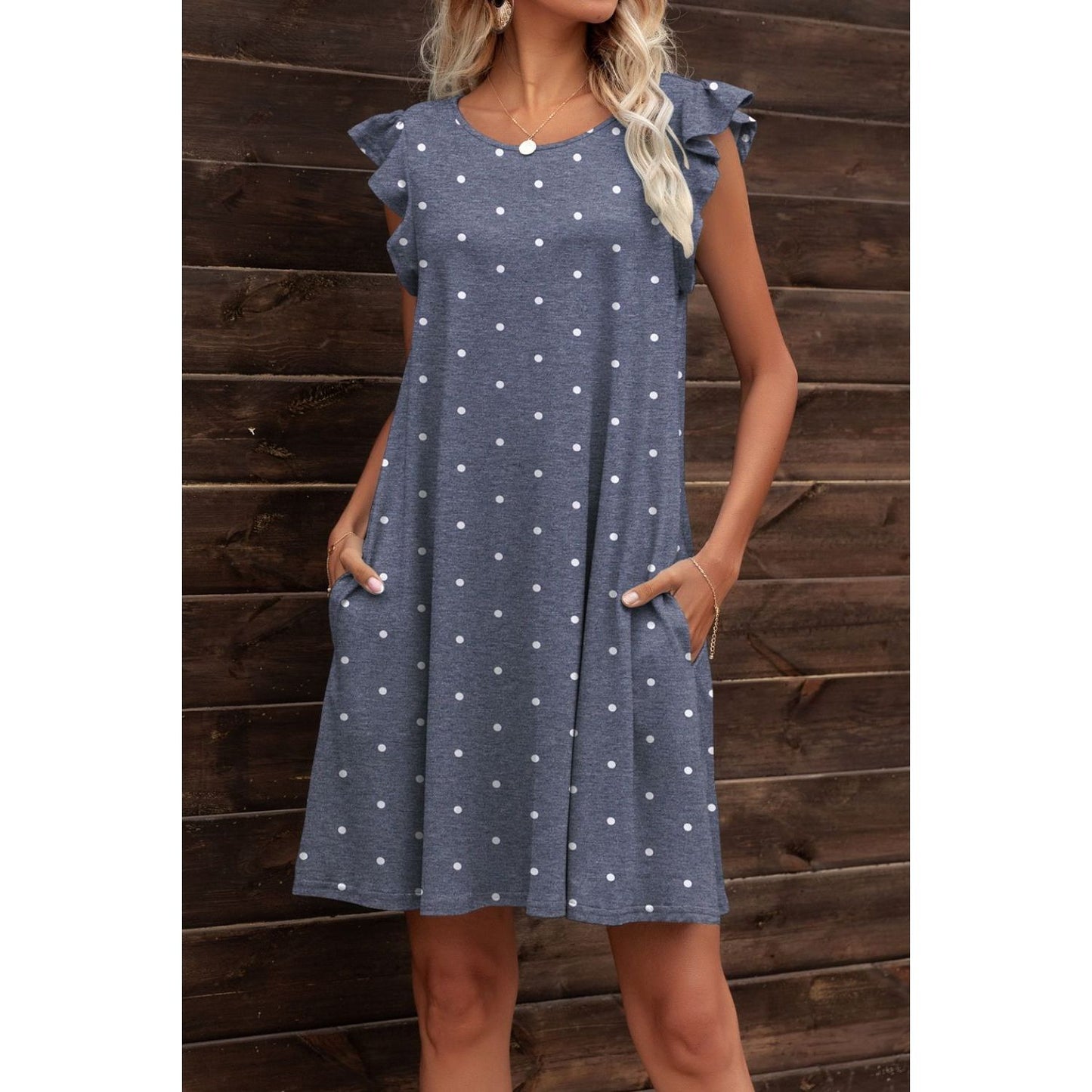 Butterfly Sleeve Round Neck Dress