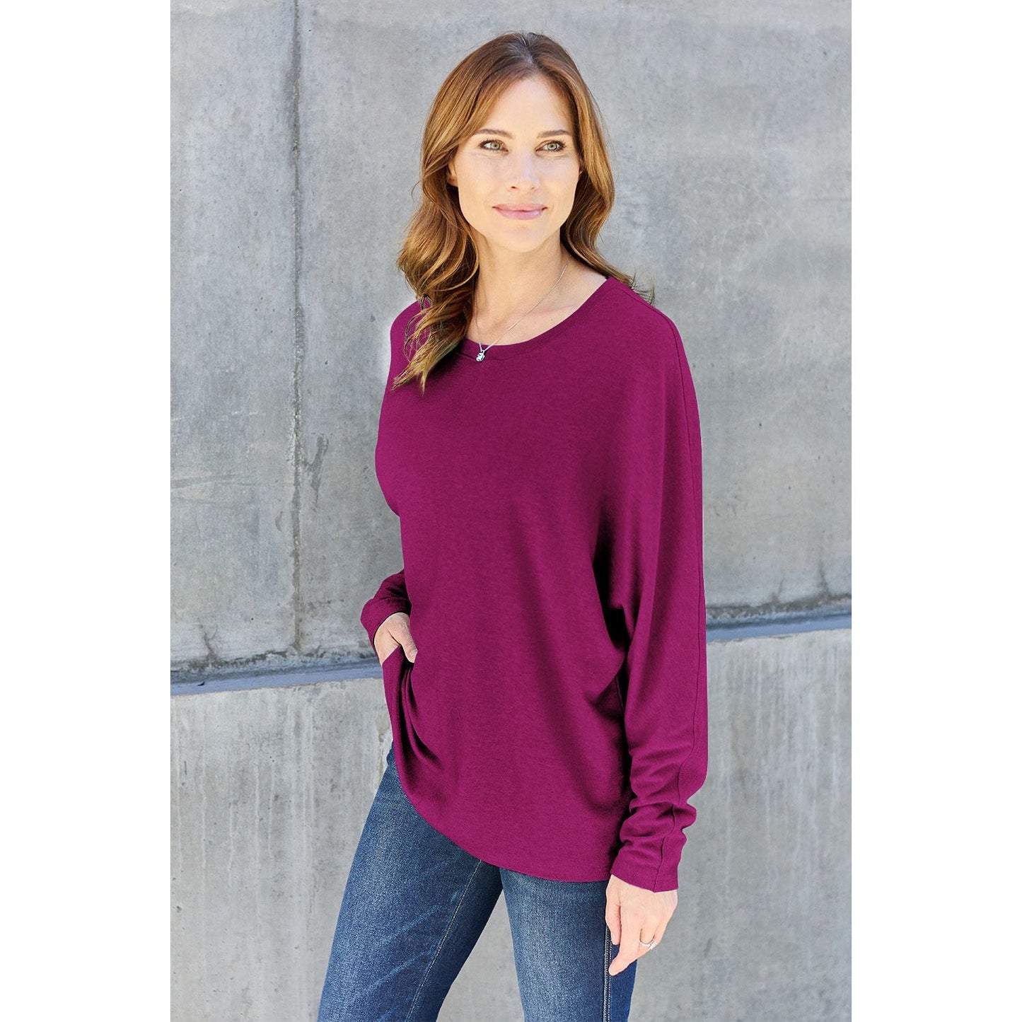 Double Take Full Size Round Neck Long Sleeve T-Shirt