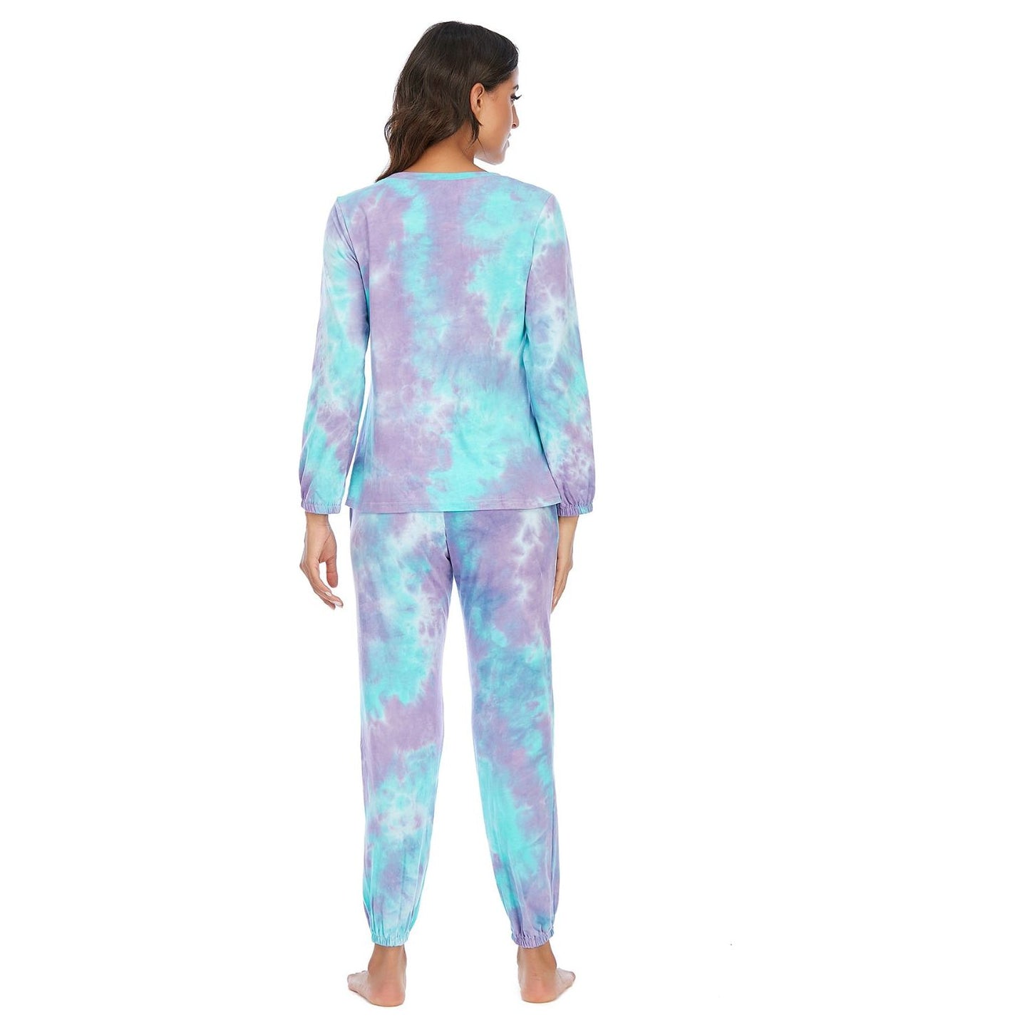 Tie-Dye Top and Drawstring Pants Lounge Set