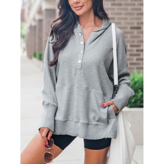 Perfee Half Snap Long Sleeve Hoodie