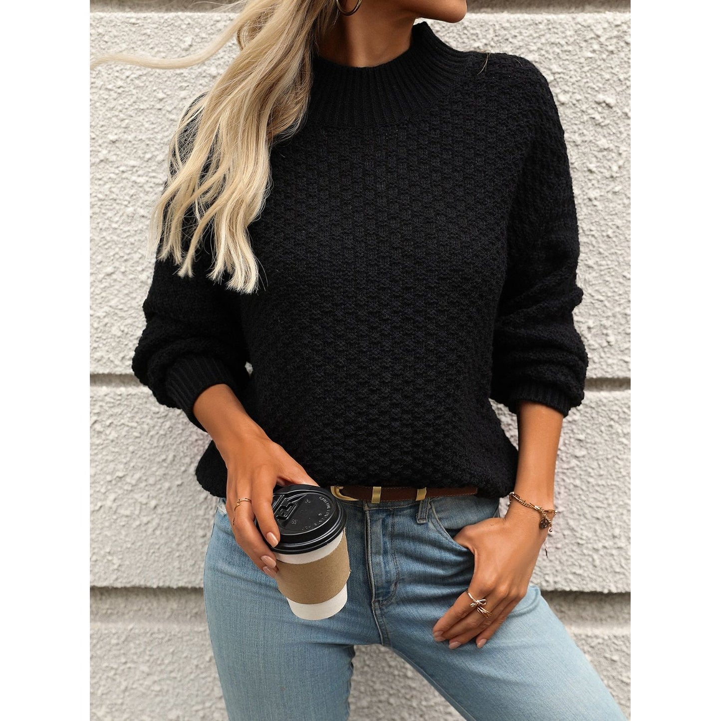 Mock Neck Long Sleeve Sweater