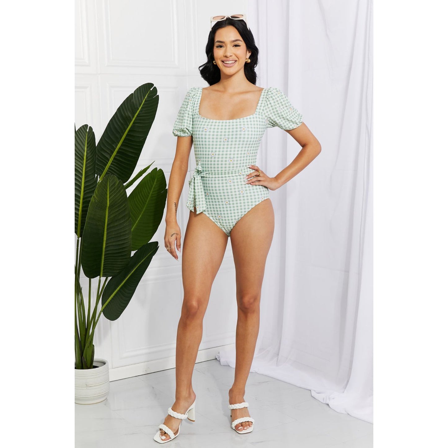 Marina West Swim Salty Air Puff Sleeve One-Piece in Sage