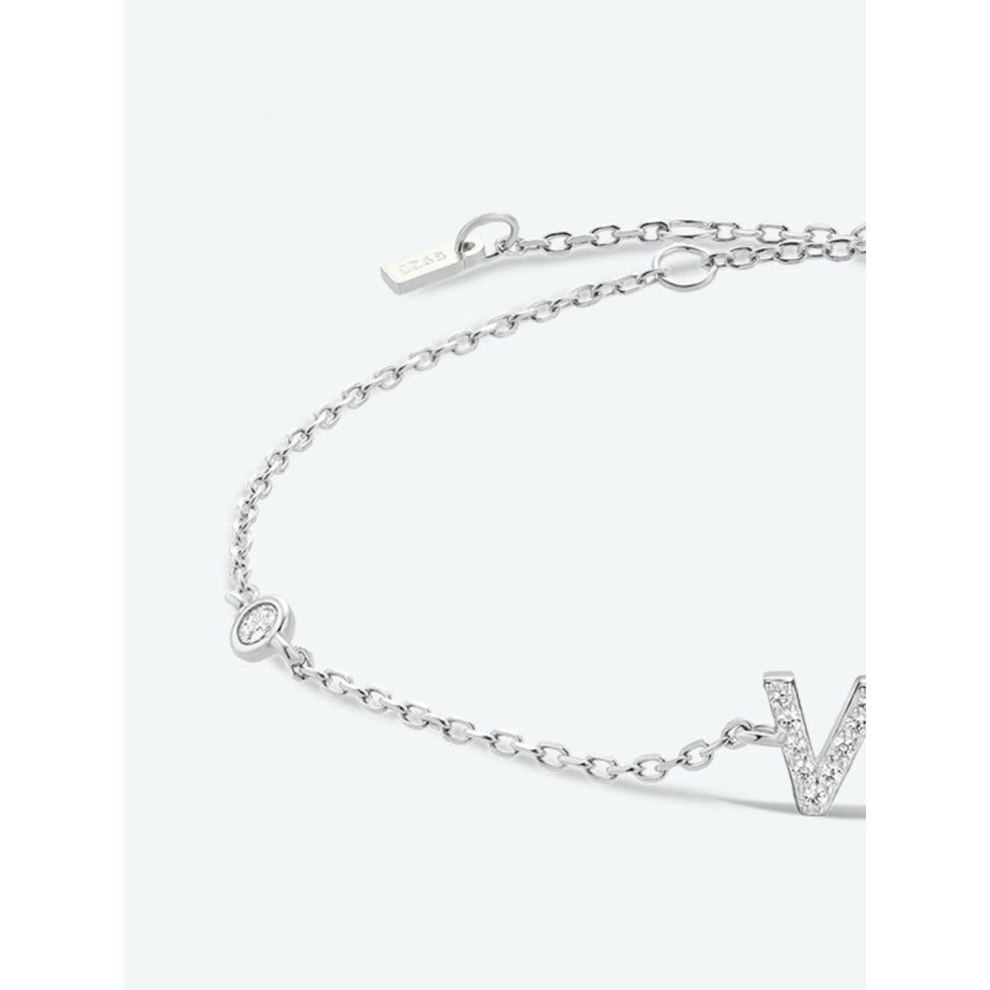 V To Z Zircon 925 Sterling Silver Bracelet