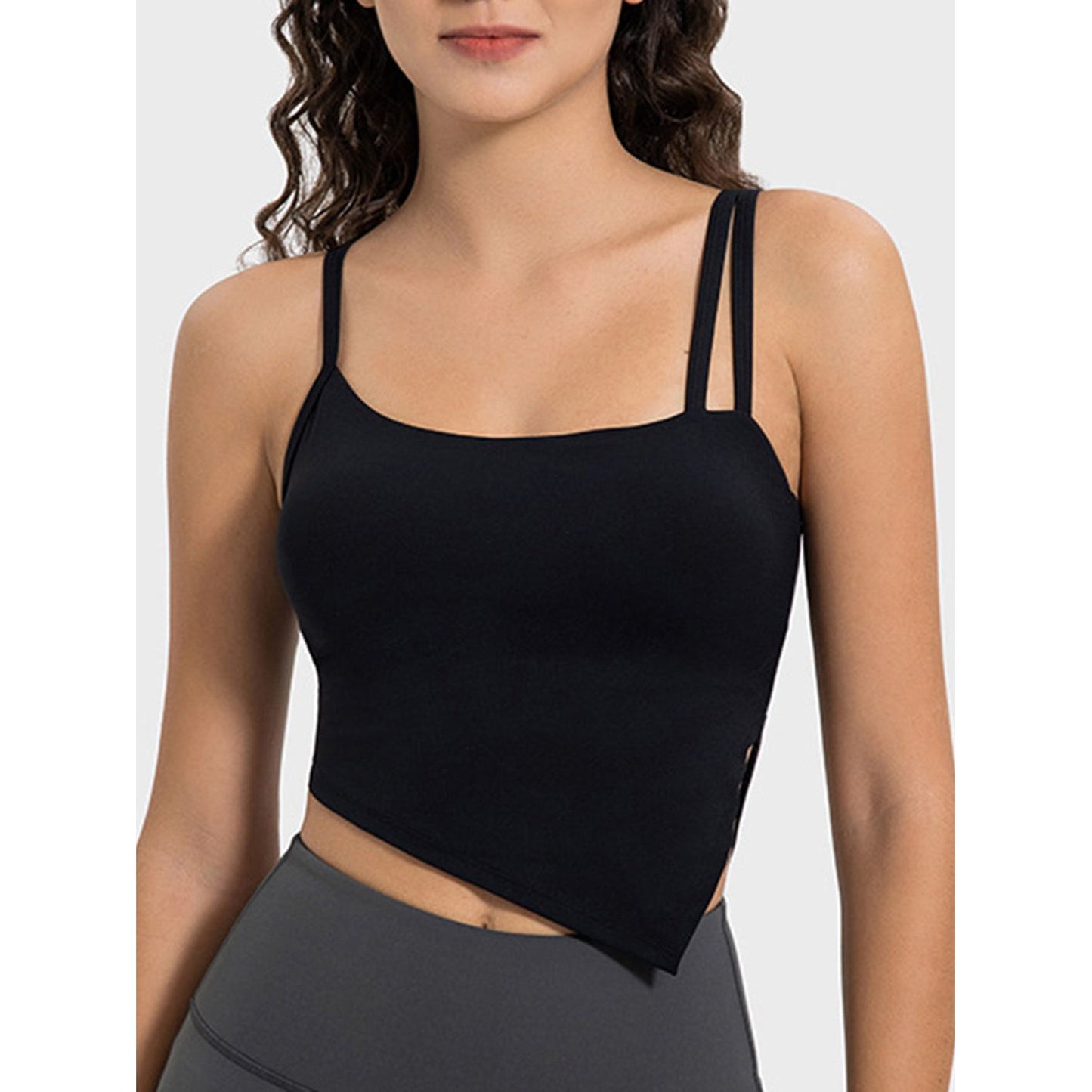 Slit Asymmetrical Neck Active Cami