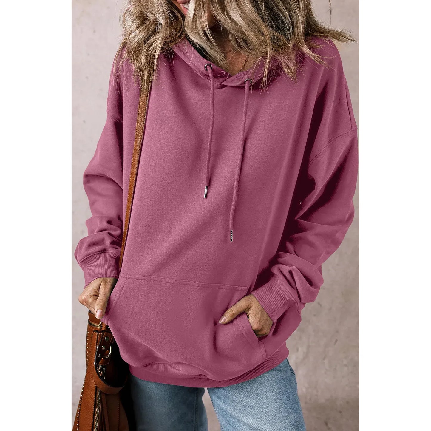 Drawstring Dropped Shoulder Long Sleeve Hoodie