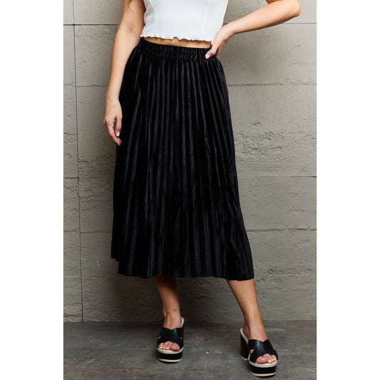 Ninexis Accordion Pleated Flowy Midi Skirt