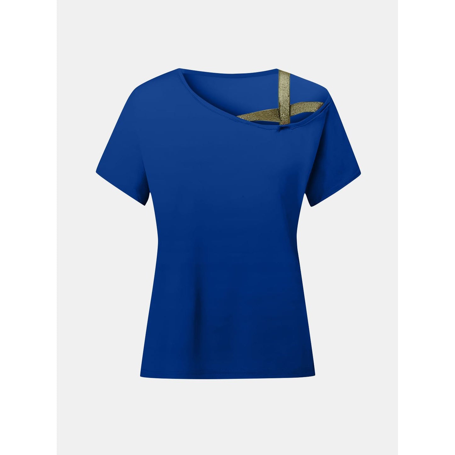 Asymmetrical Neck Short Sleeve T-Shirt