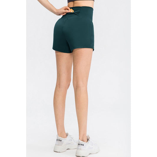 Wide Waistband Sports Shorts with Pockets