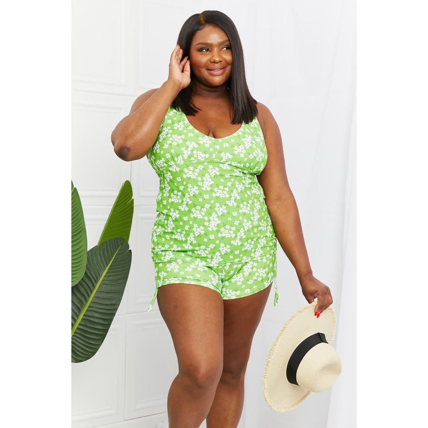 Marina West Swim By The Shore Full Size Two-Piece Swimsuit in Blossom Green