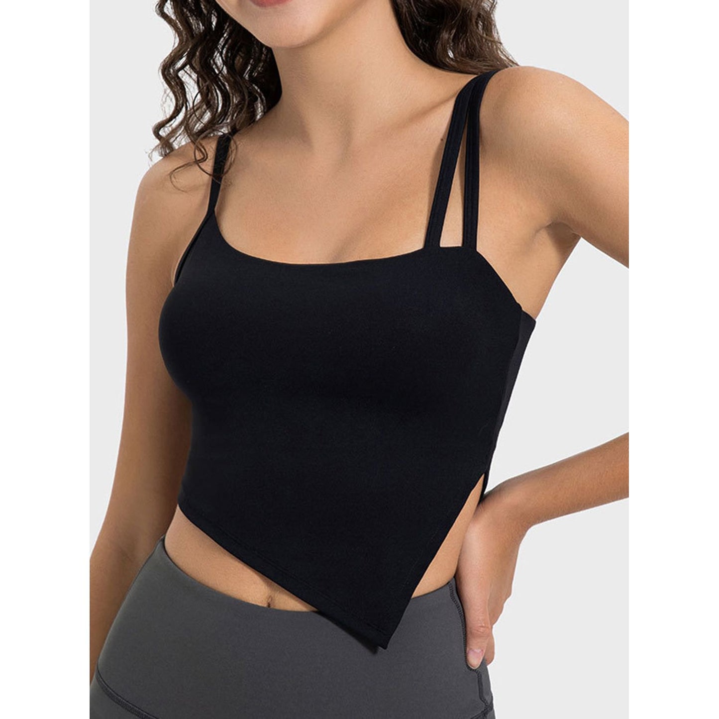 Slit Asymmetrical Neck Active Cami