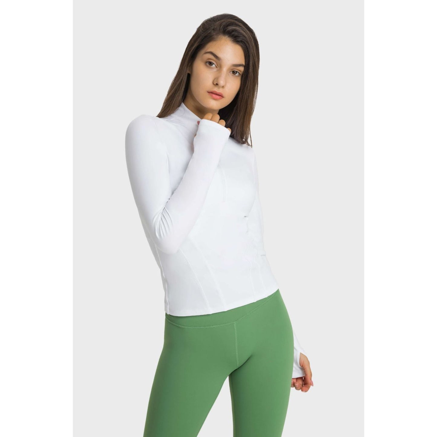 Half Zip Thumbhole Sleeve Sports Top