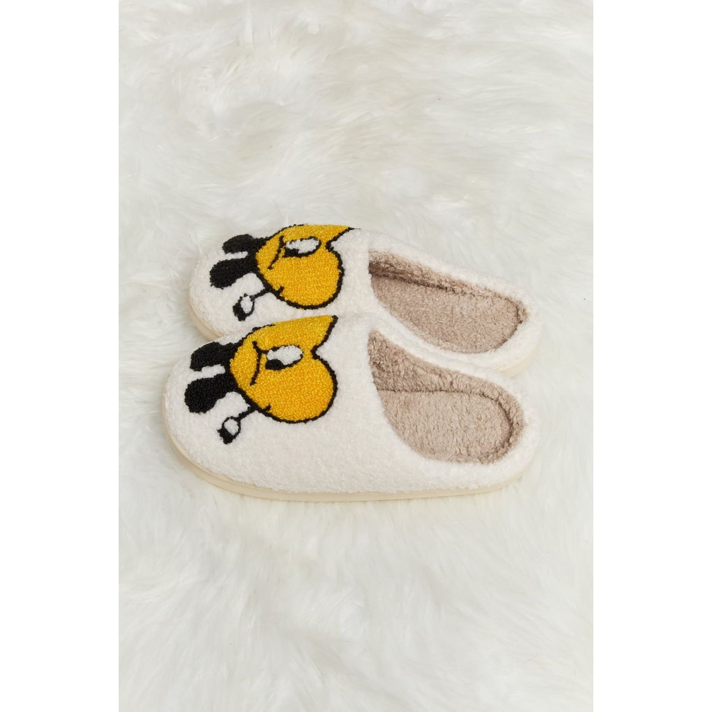 Melody Love Heart Print Plush Slippers