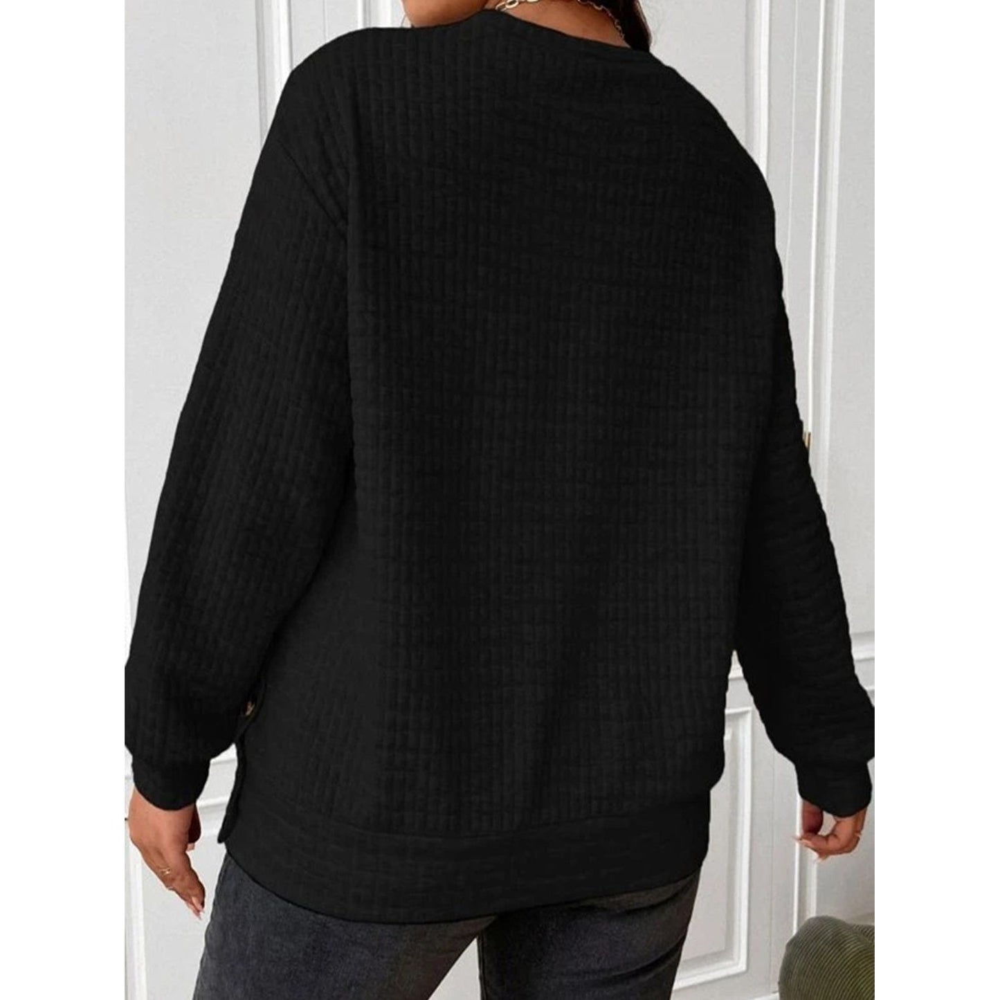 Texture Round Neck Long Sleeve Sweatshirt