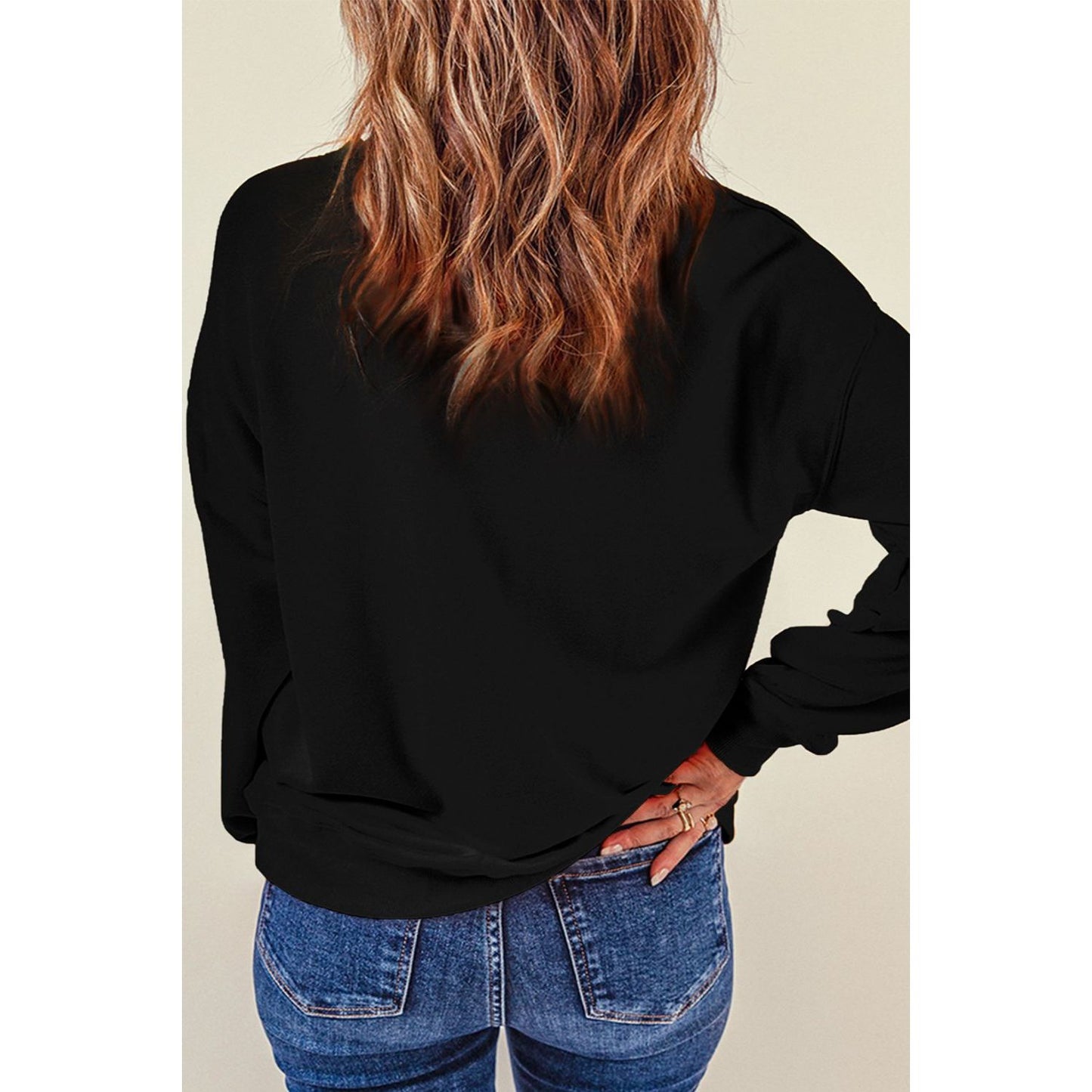 Sequin Santa Patch Round Neck Sweatshirt