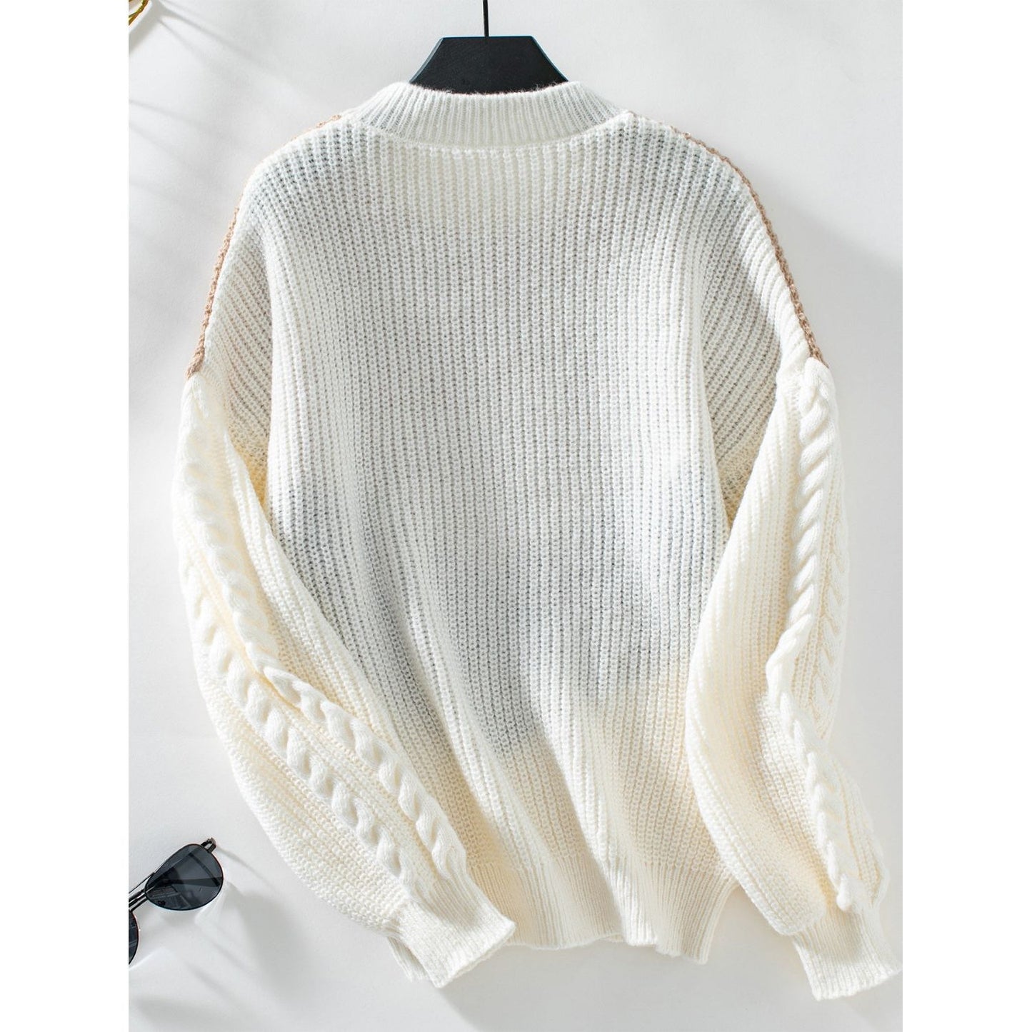 Contrast Round Neck Long Sleeve Sweater