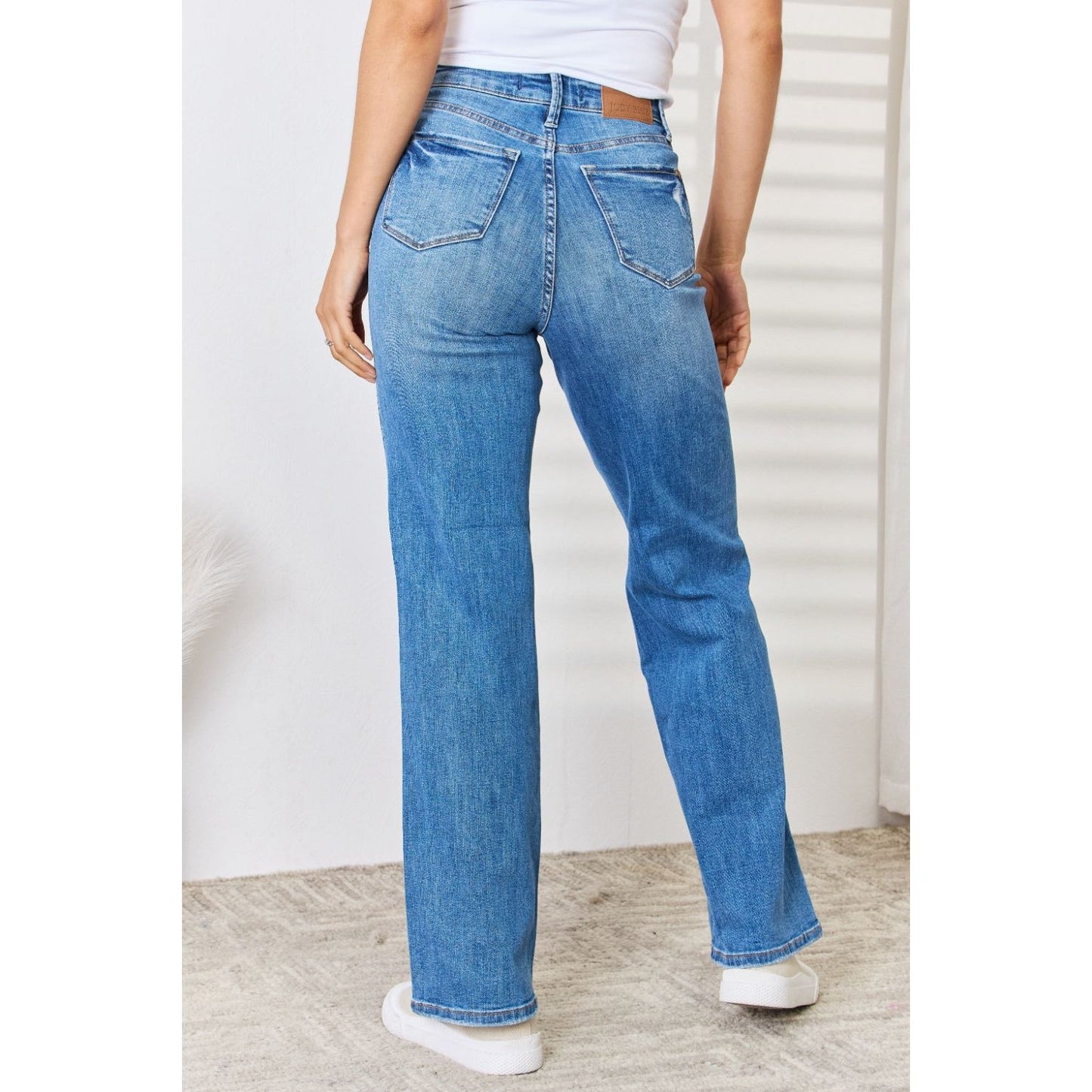 Judy Blue Full Size High Waist Distressed Straight-Leg Jeans