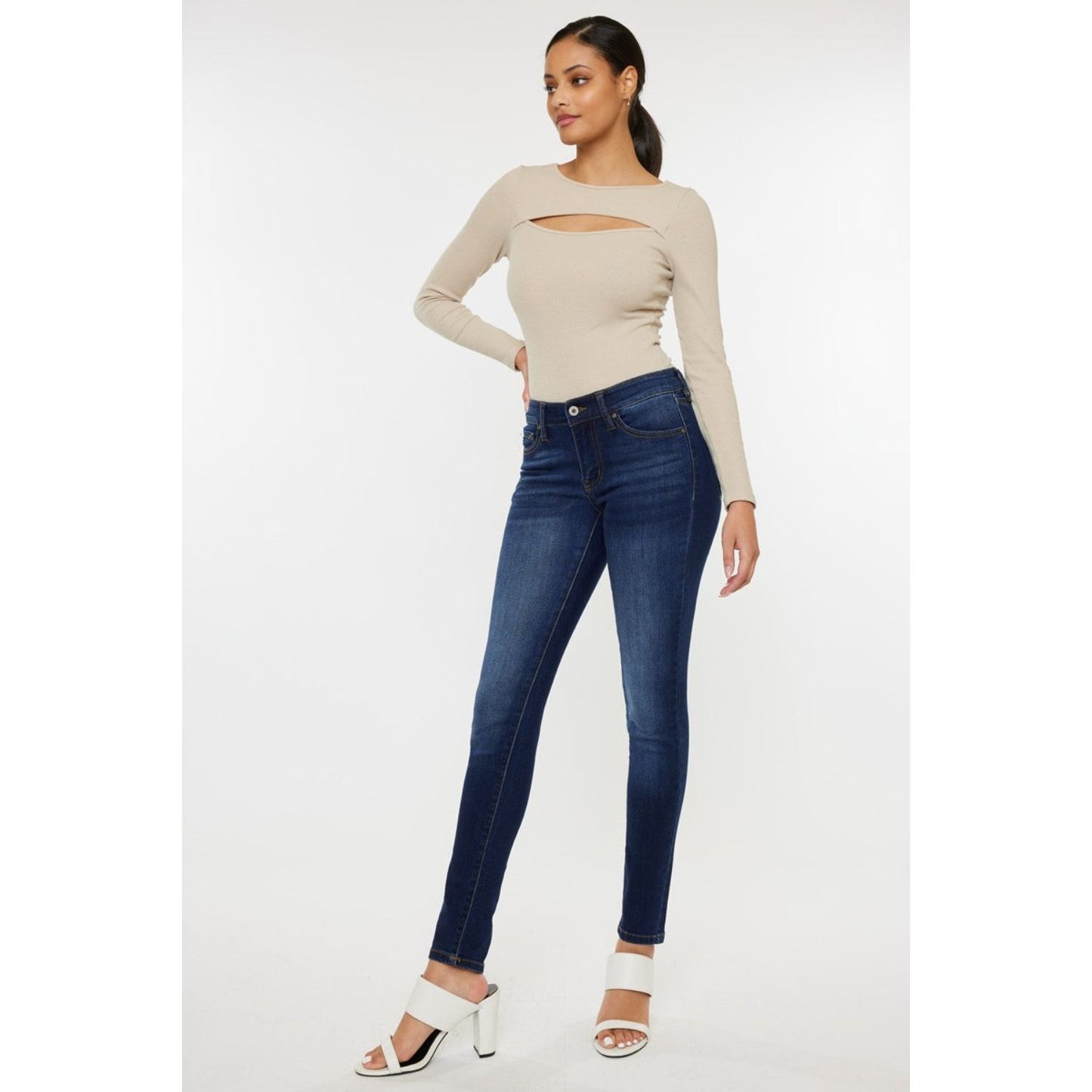 Kancan Mid Rise Gradient Skinny Jeans