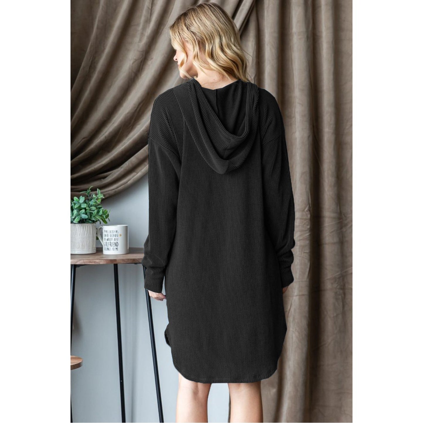 Heimish Ribbed Long Sleeve Hooded Dress