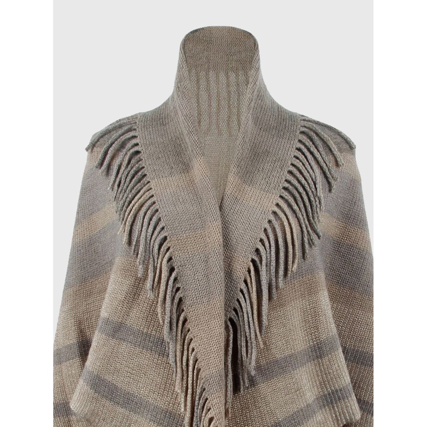 Fringe Detail Open Front Poncho