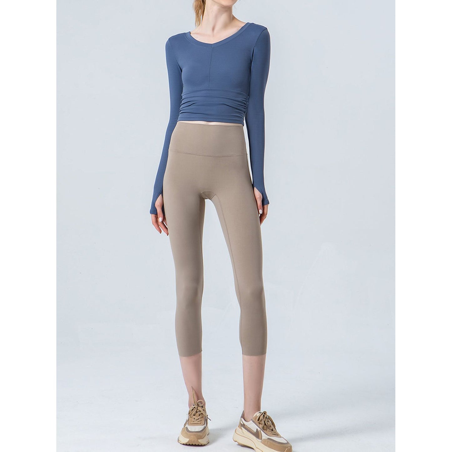 Wide Waistband Cropped Sports Leggings