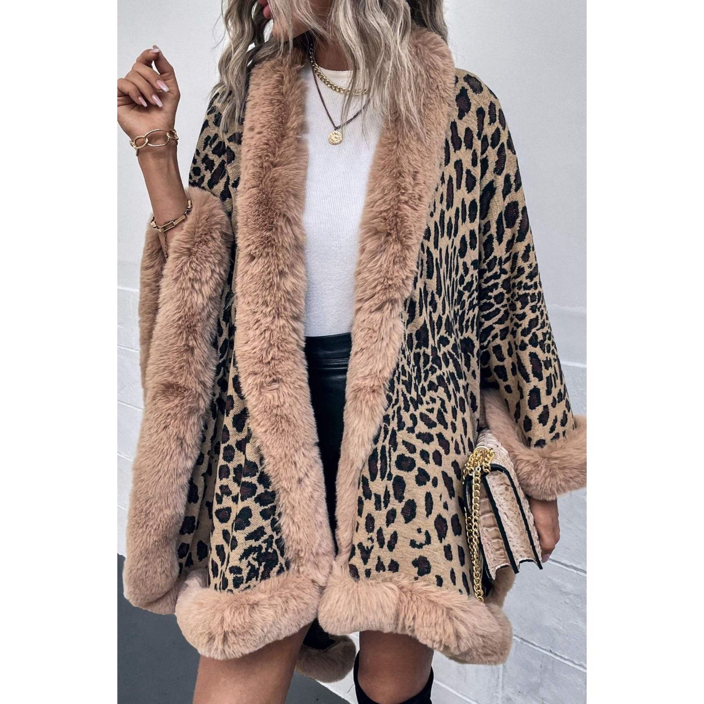 Leopard Open Front Poncho