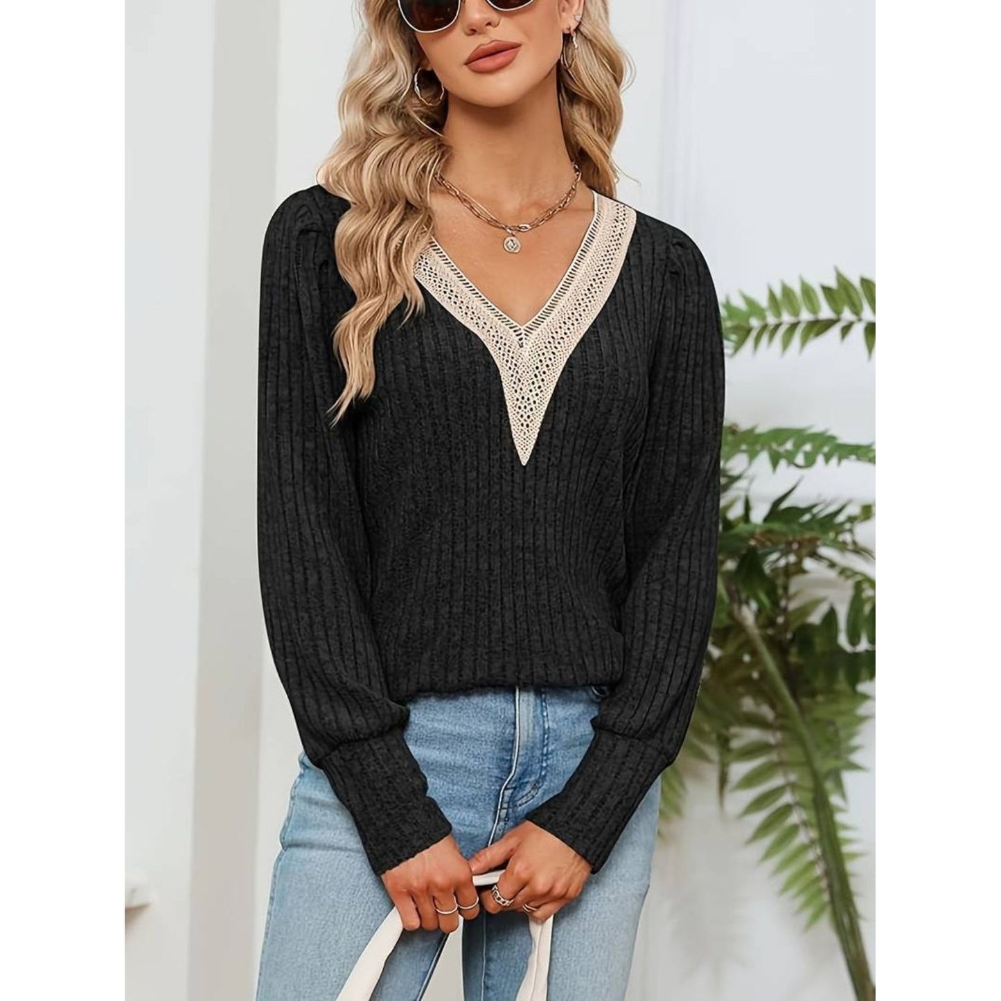 V-Neck Long Sleeve T-Shirt