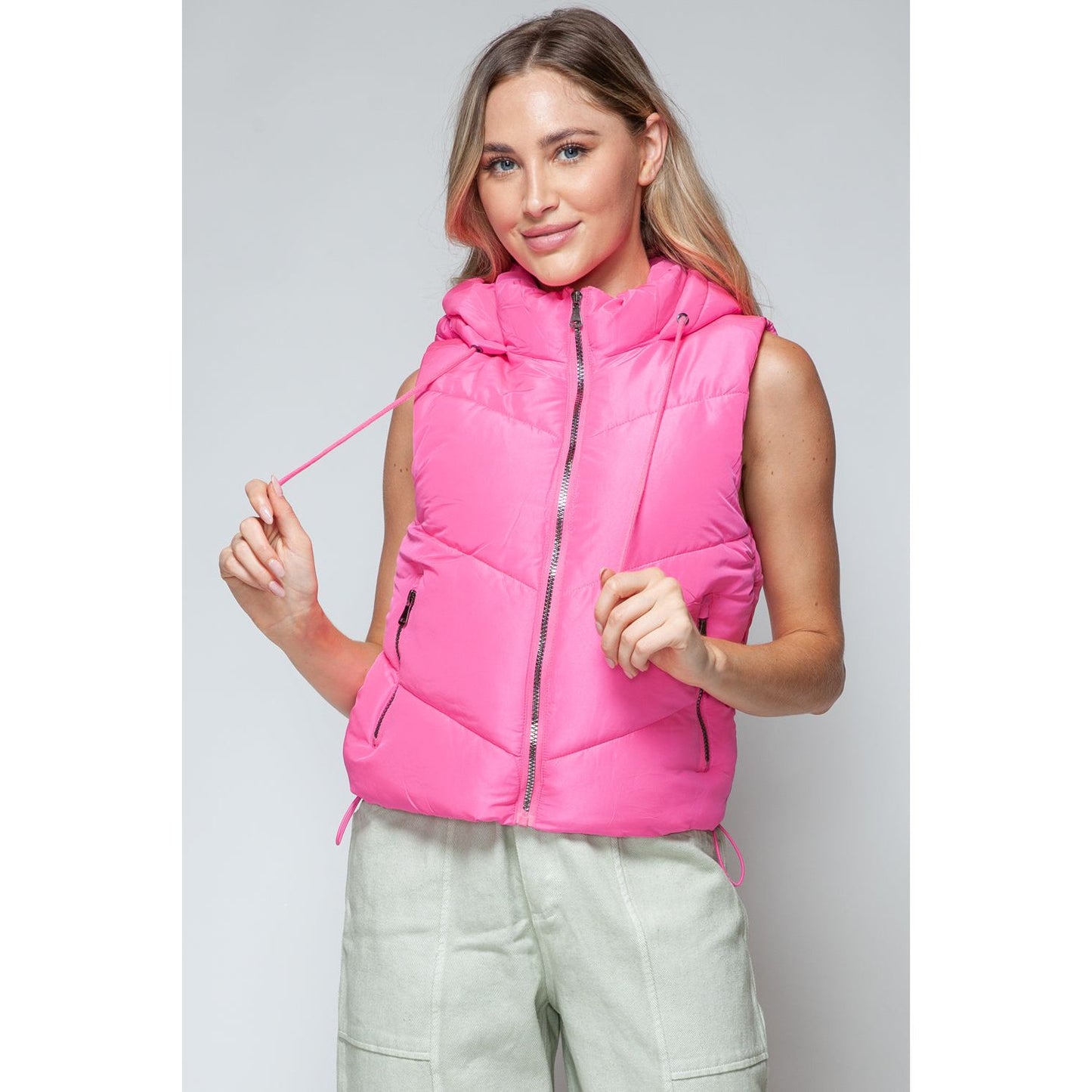 Snobbish Zip Up Quilted Hooded Vest