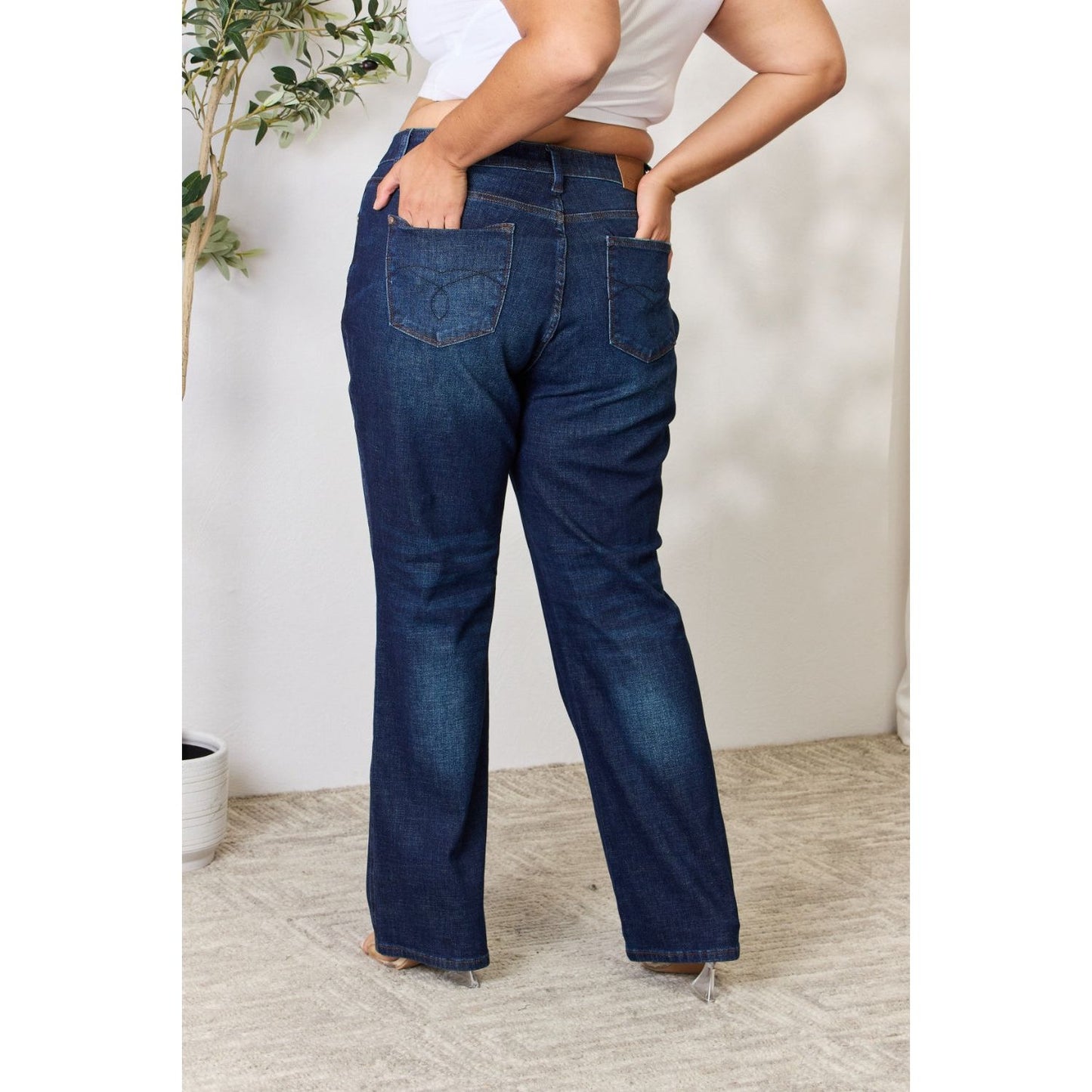 Judy Blue Full Size Button-Fly Straight Jeans