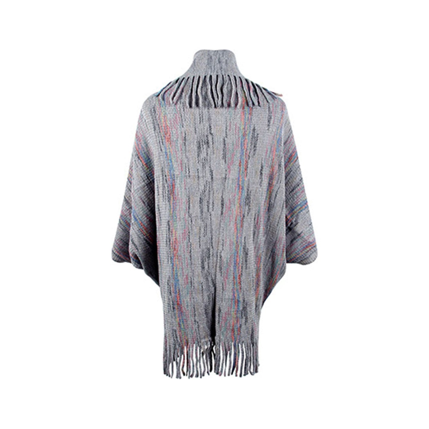 Fringe Detail Printed Poncho