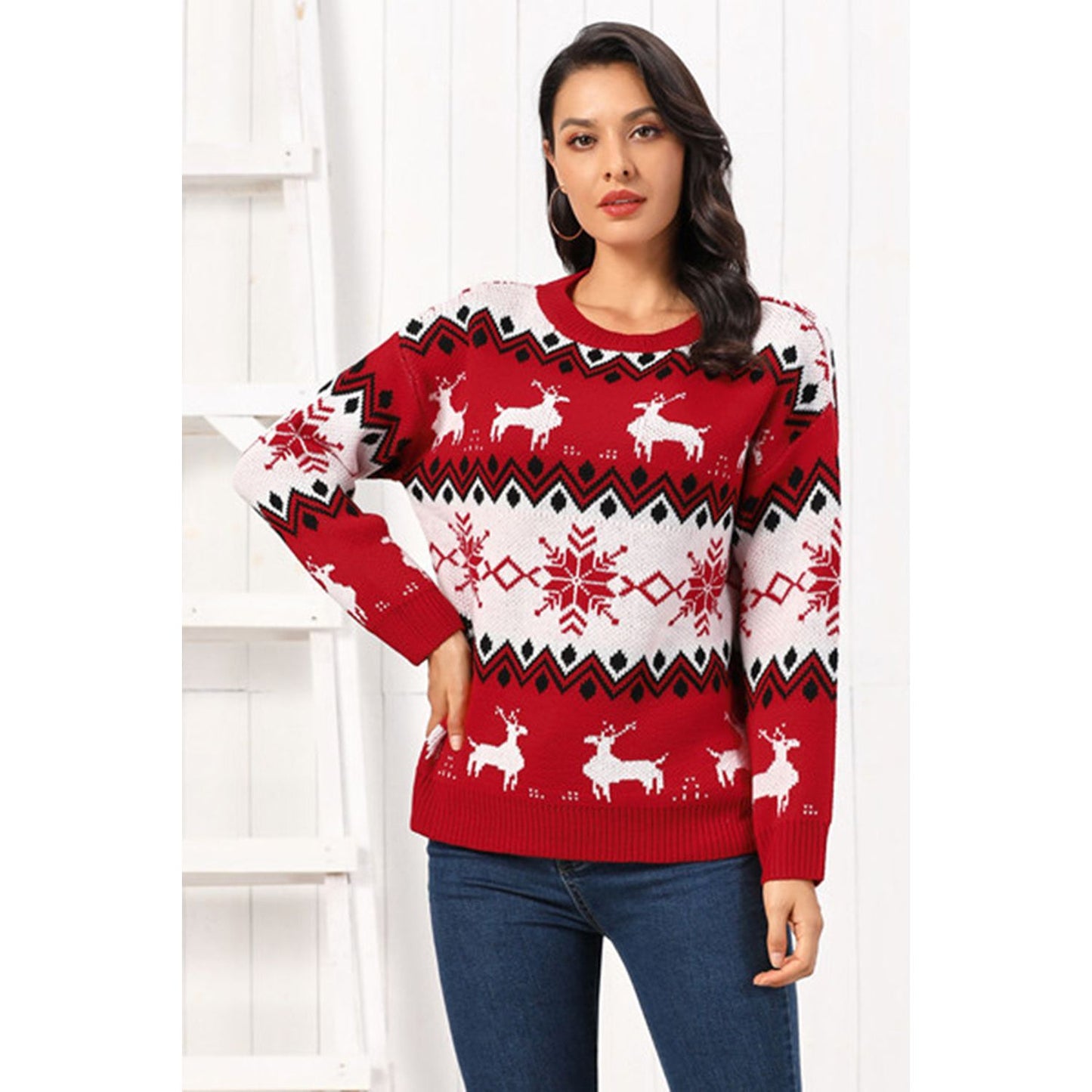 Reindeer Round Neck Sweater