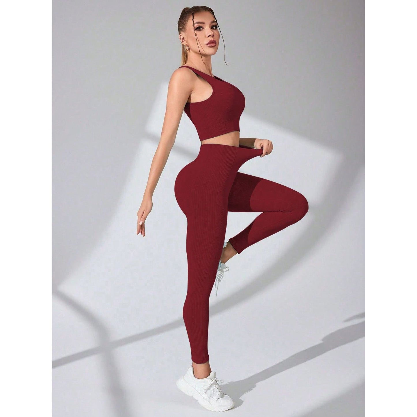 Scoop Neck Wide Strap Top and Pants Active Set