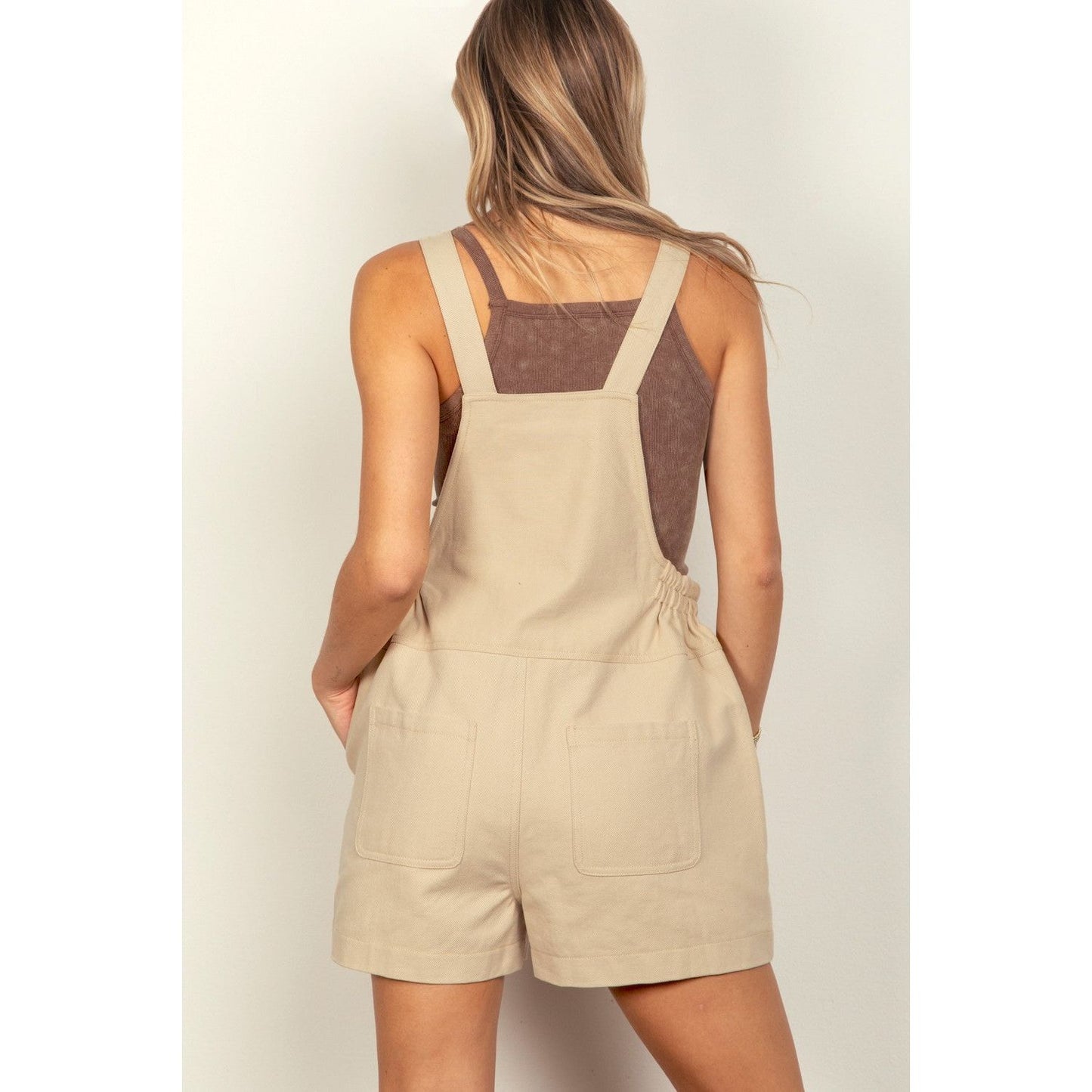 VERY J Adjustable Suspender Overalls with Pockets