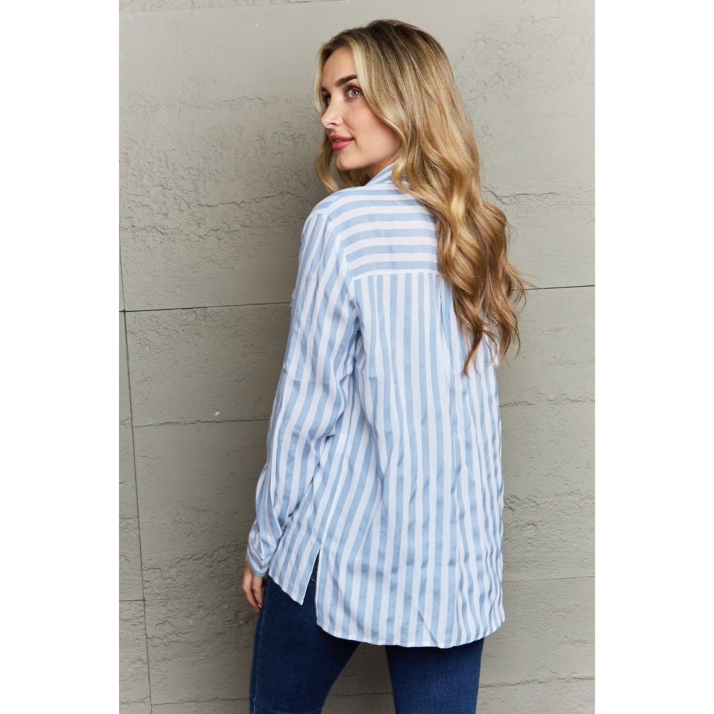 Ninexis Take Your Time Collared Button Down Striped Shirt