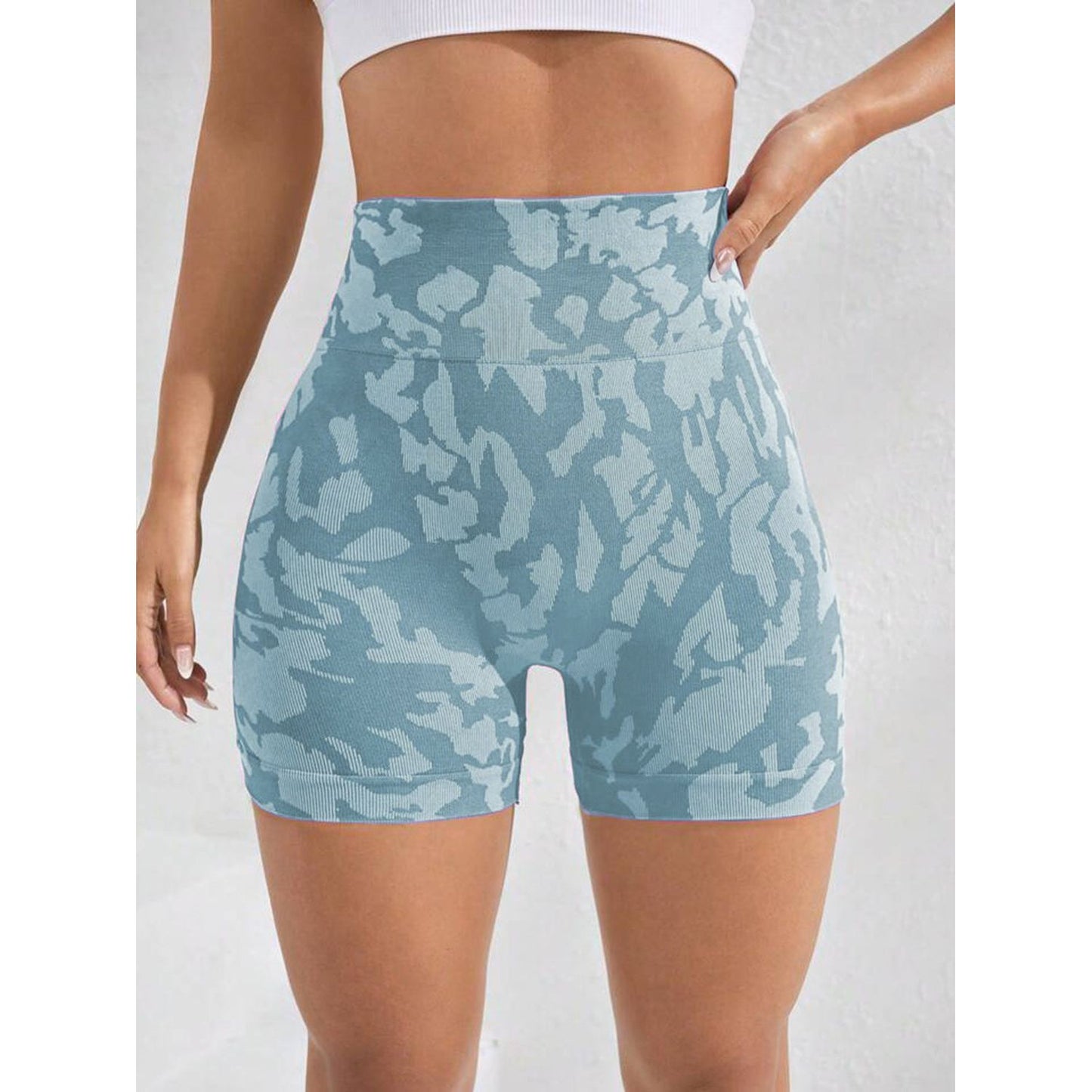 Printed High Waist Active Shorts