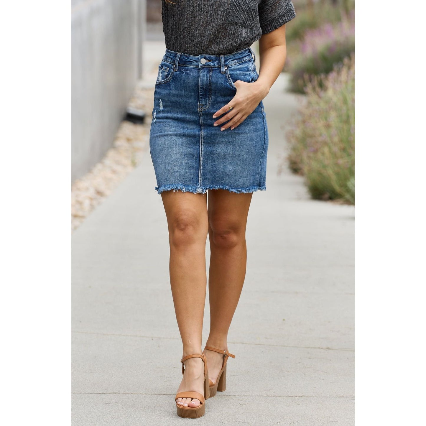 RISEN Amelia Full Size Denim Mini Skirt