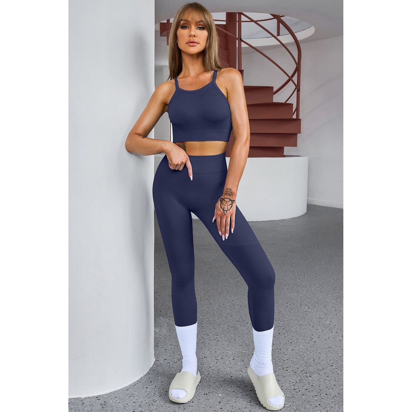 Tank Cropped Active Top and Pants Set