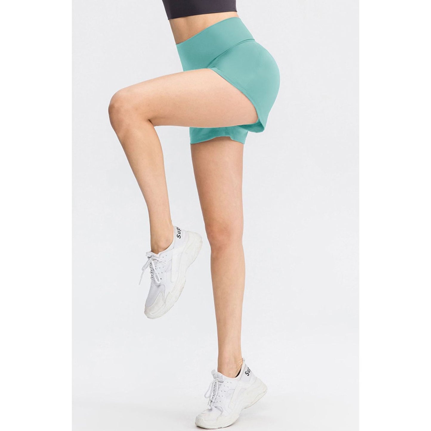 Wide Waistband Sports Shorts with Pockets