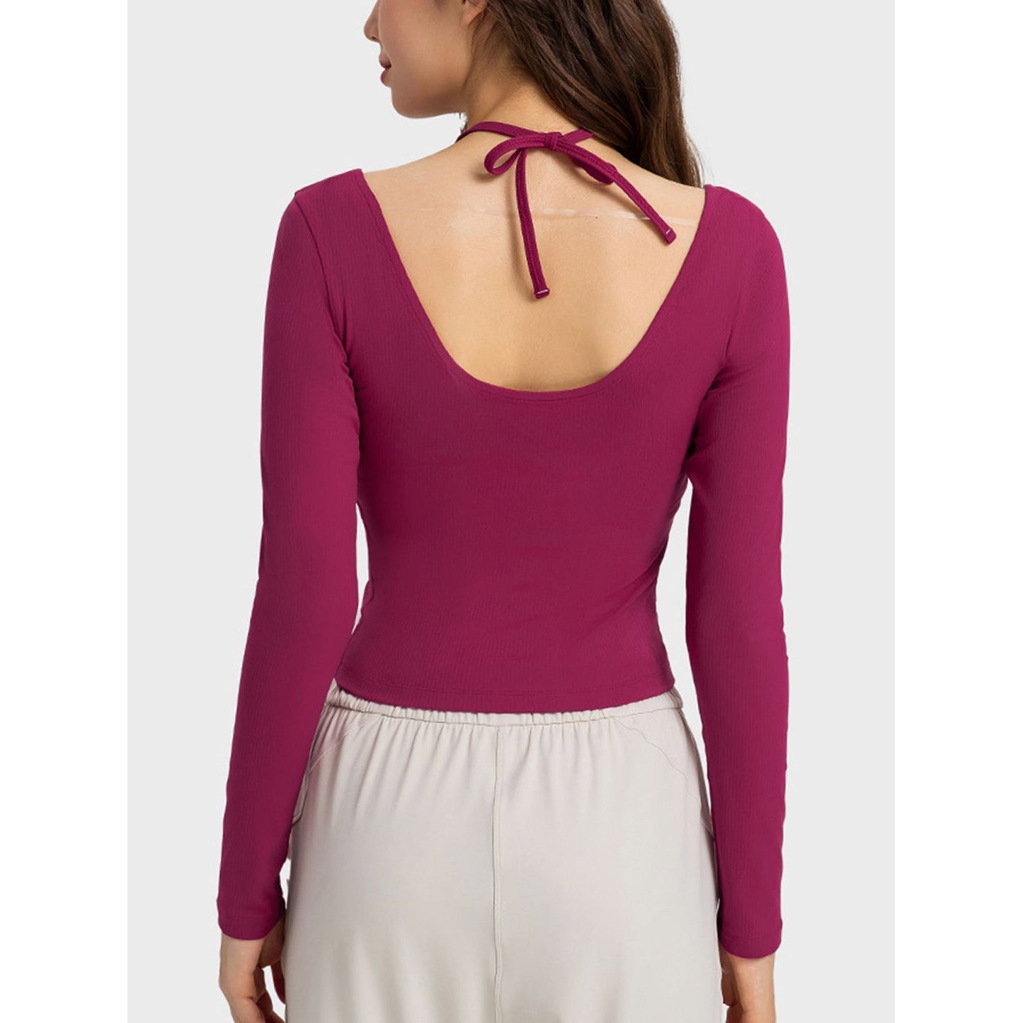 Halter Neck Long Sleeve Sporty Top