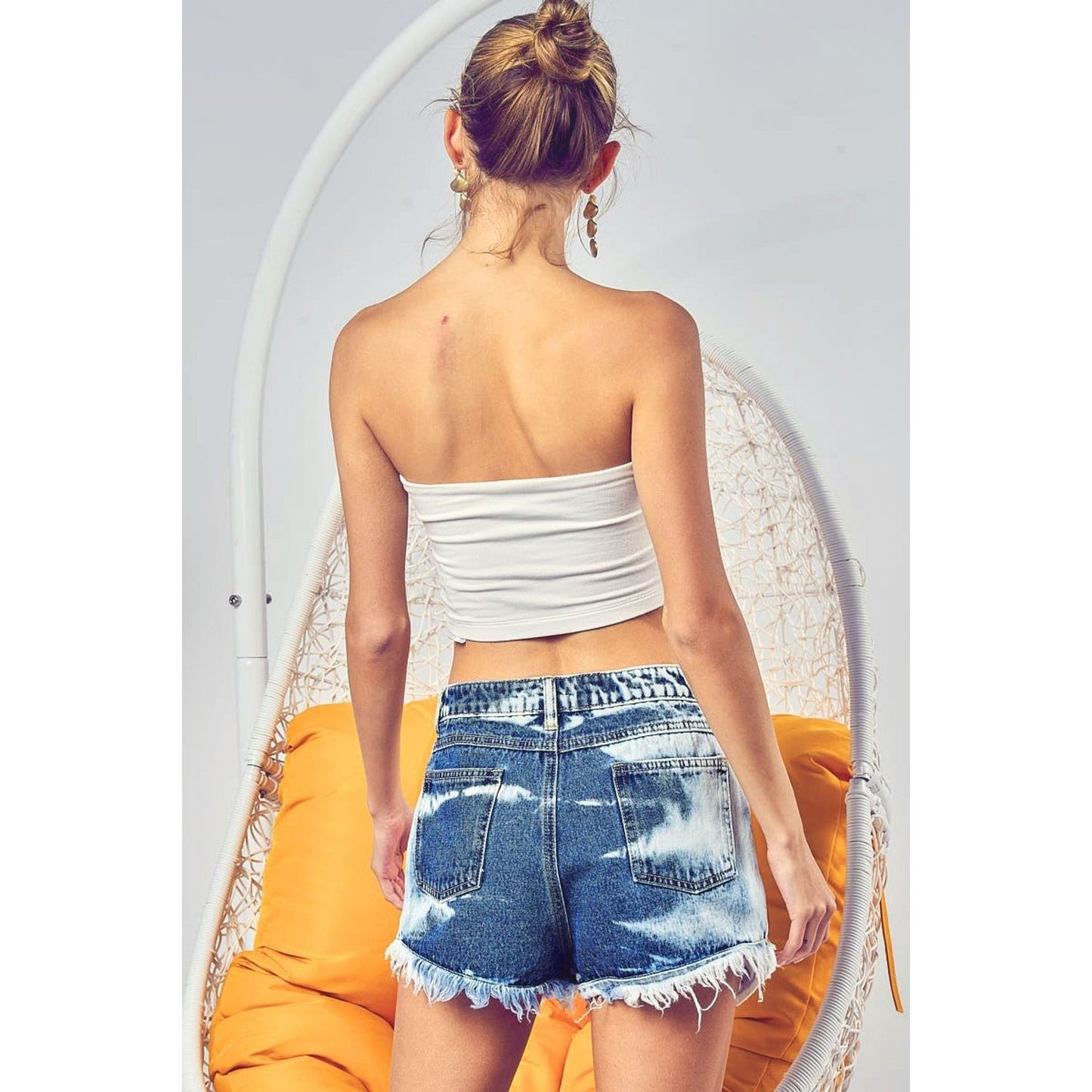 BiBi US Flag Theme Bleached Denim Shorts