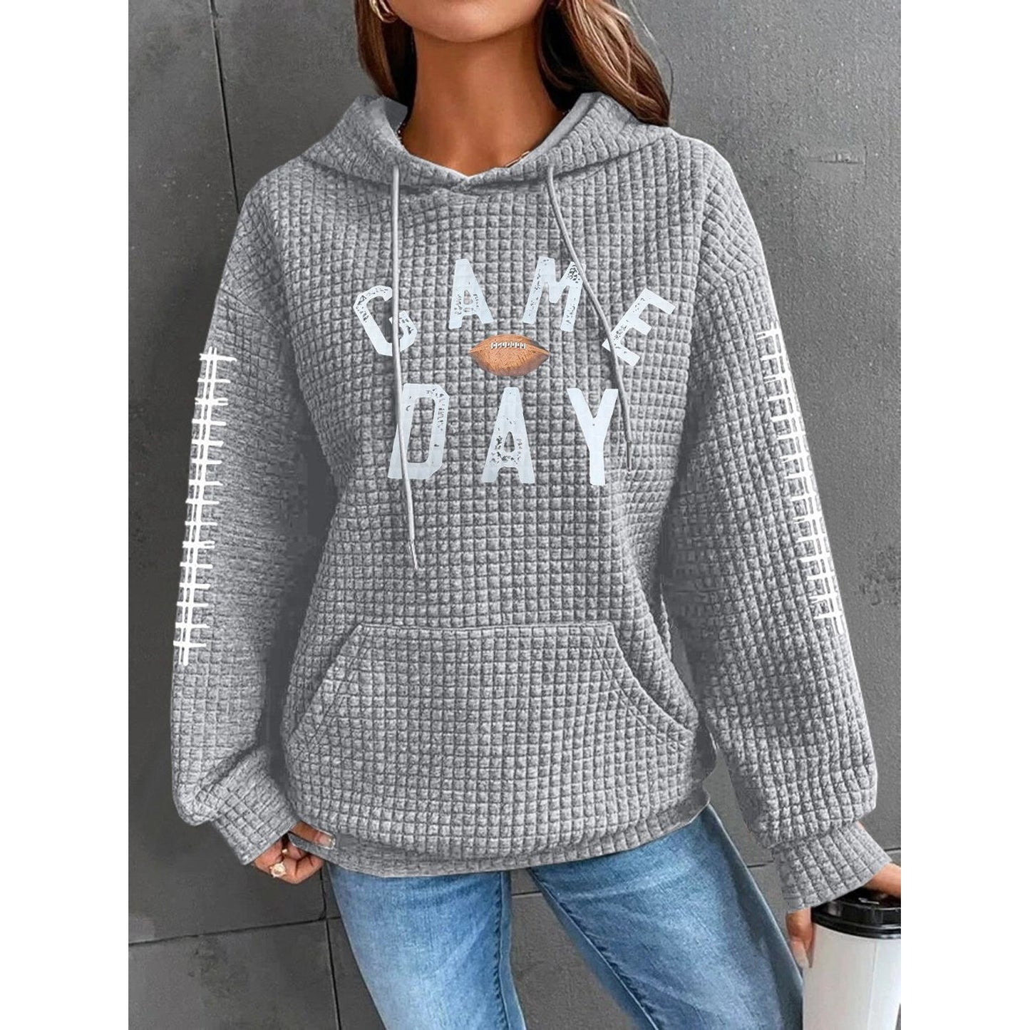 GAME DAY Football Drawstring Long Sleeve Hoodie