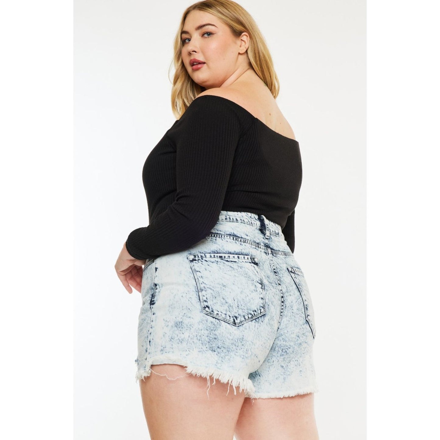 Kancan Full Size Distressed High Waist Denim Shorts