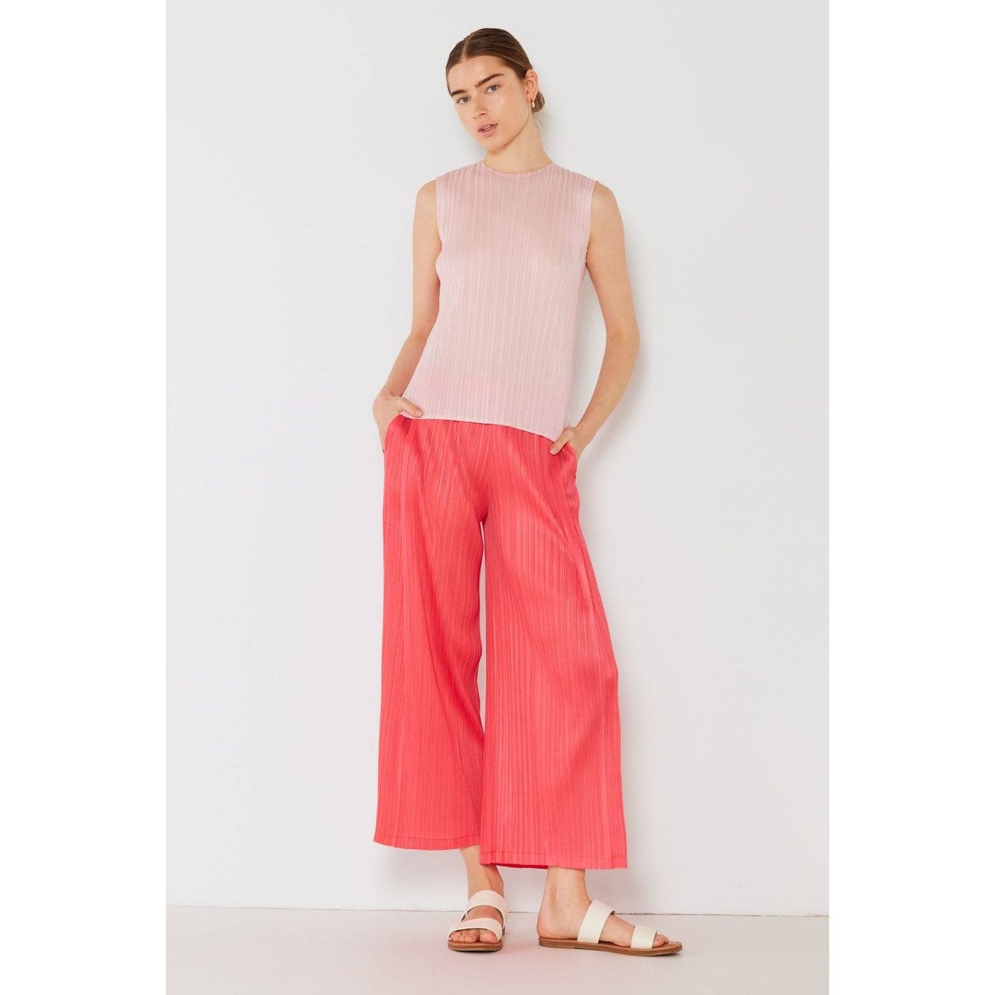 Marina West Swim Pleated Wide-Leg Pants with Side Pleat Detail