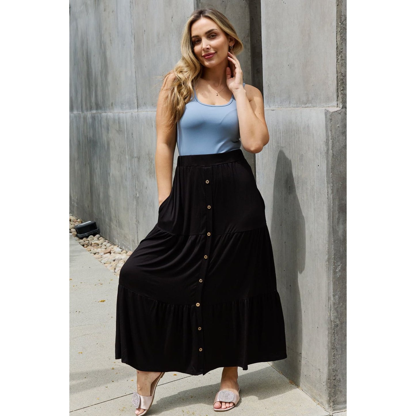 Heimish So Easy Full Size Solid Maxi Skirt