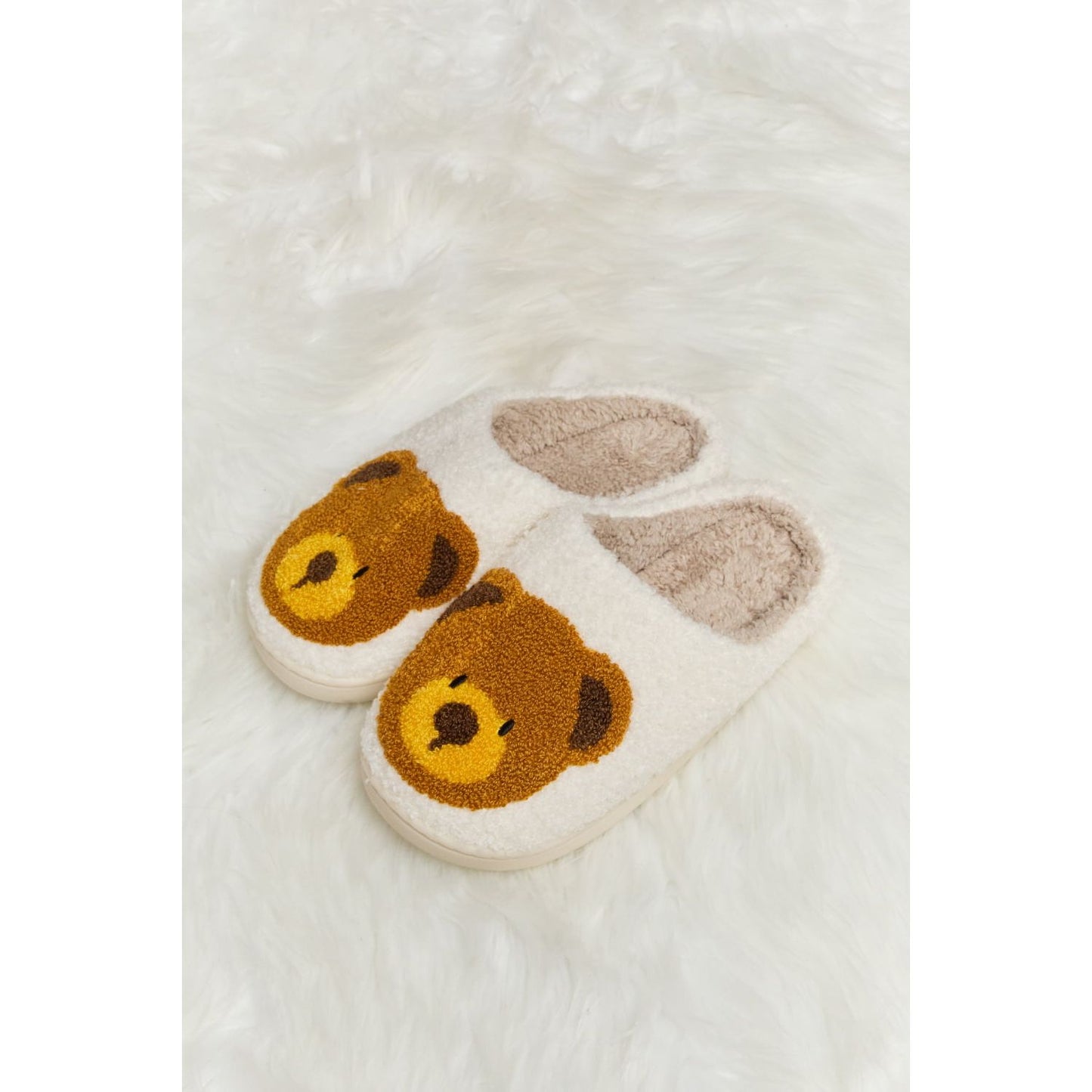 Melody Teddy Bear Print Plush Slide Slippers